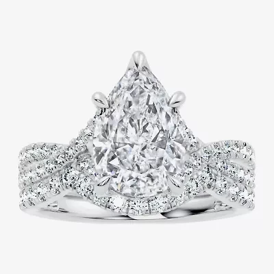 Signature By Modern Bride (F-G / Vs2-Si1) Womens 3 1/2 CT. T.W Lab Grown White Diamond 10K Gold Pear Side Stone Bridal Set