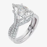 Signature By Modern Bride (F-G / Vs2-Si1) Womens 3 1/2 CT. T.W Lab Grown White Diamond 10K Gold Pear Side Stone Bridal Set
