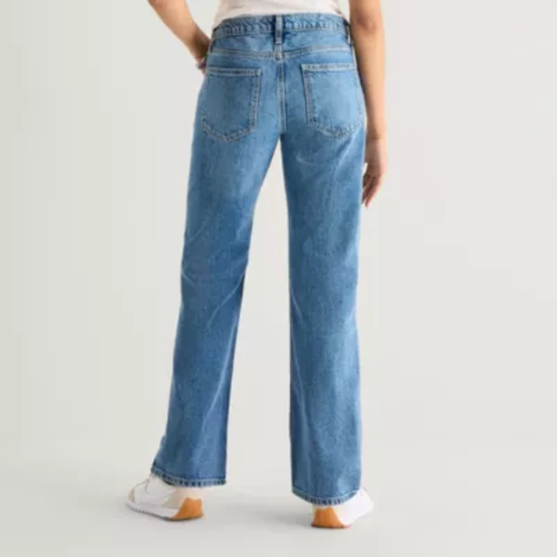 Arizona Womens Juniors Low Rise Straight Leg Jean