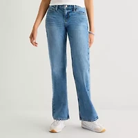 Arizona Womens Juniors Low Rise Straight Leg Jean