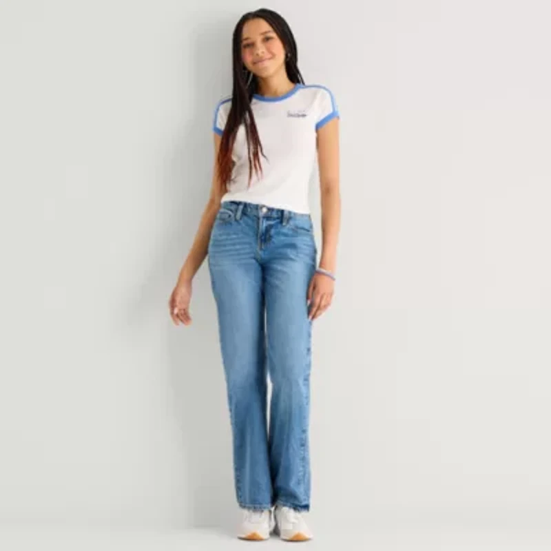 Arizona Womens Juniors Low Rise Straight Leg Jean