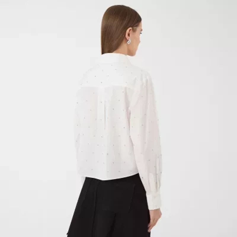RM Rebecca Minkoff Womens Fitted Long Sleeve Loose Fit Button-Down Shirt