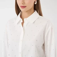 RM Rebecca Minkoff Womens Fitted Long Sleeve Loose Fit Button-Down Shirt