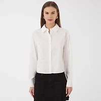 RM Rebecca Minkoff Womens Fitted Long Sleeve Loose Fit Button-Down Shirt