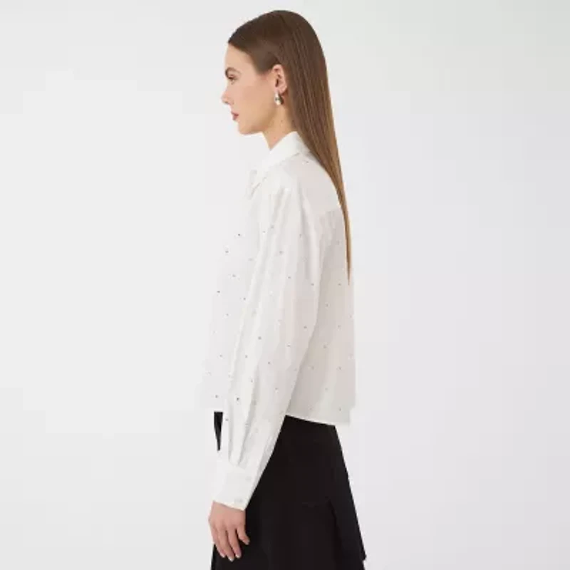 RM Rebecca Minkoff Womens Fitted Long Sleeve Loose Fit Button-Down Shirt