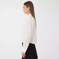 RM Rebecca Minkoff Womens Fitted Long Sleeve Loose Fit Button-Down Shirt