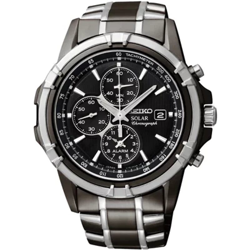 Seiko® Mens Black Chronograph Watch SSC143