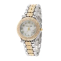 Personalized Womens Two Tone Crystal Accent Bracelet Watch