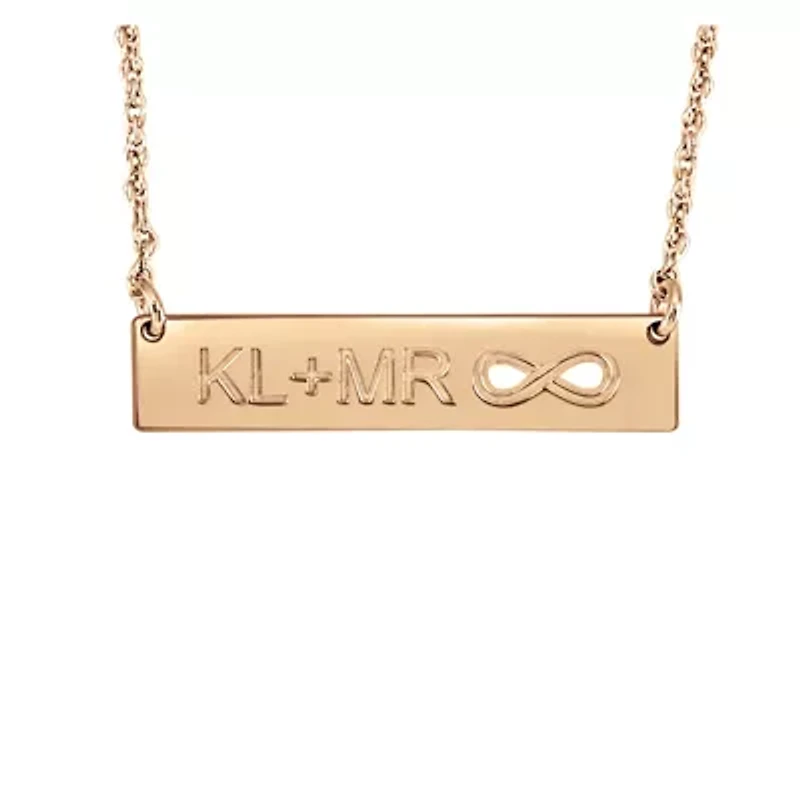 Personalized Couples Initials and Infinity Bar Pendant Necklace