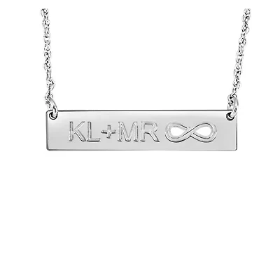 Personalized Couples Initials and Infinity Bar Pendant Necklace