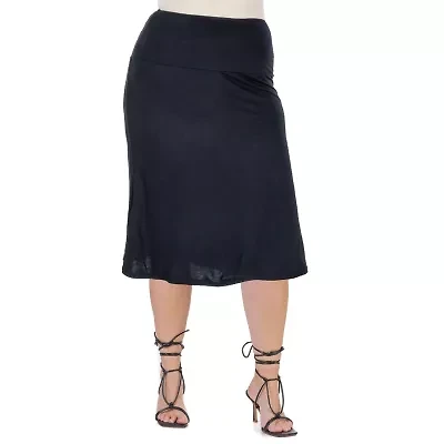 24seven Comfort Apparel Womens Mid Rise Plus A-Line Skirt