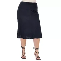 24seven Comfort Apparel Womens Mid Rise Plus A-Line Skirt