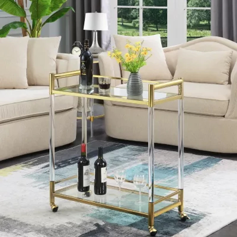 Royal Crest 2-Tier Acrylic Glass Bar Cart