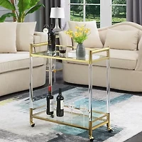 Royal Crest 2-Tier Acrylic Glass Bar Cart