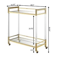 Royal Crest 2-Tier Acrylic Glass Bar Cart