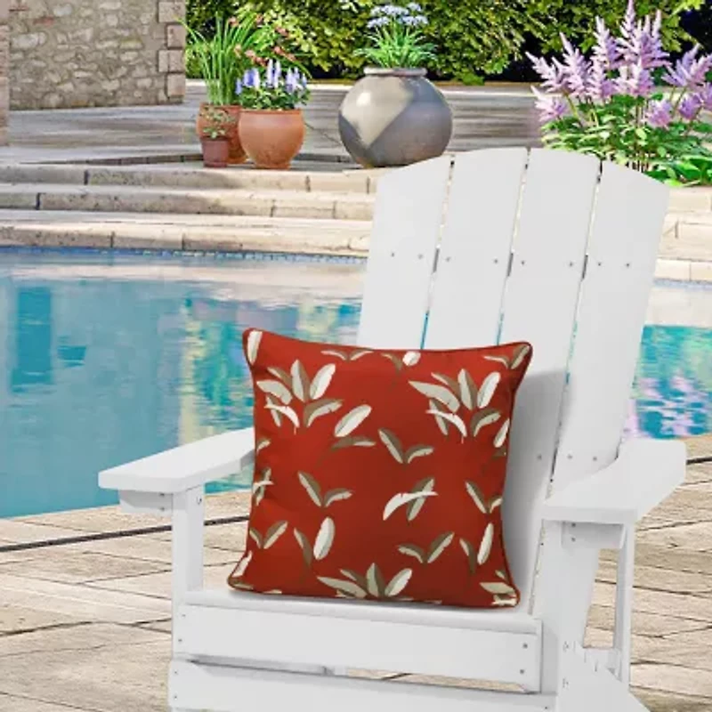 Outdoor Dècor Ruby Red Leaf Print Square Throw Pillow