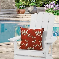Outdoor Dècor Ruby Red Leaf Print Square Throw Pillow