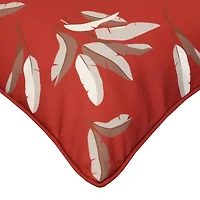 Outdoor Decor Ruby Red Leaf Print Square Throw Pillow