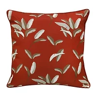 Outdoor Decor Ruby Red Leaf Print Square Throw Pillow