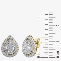 (H-I / I1) 1 CT. T.W. Lab Grown White Diamond 10K Gold 15.4mm Pear Stud Earrings