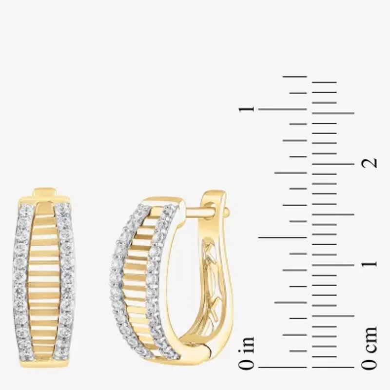 (H-I / I1) Womens 1/2 CT. T.W. Lab Grown White Diamond 10K Gold 18.1mm Hoop Earrings