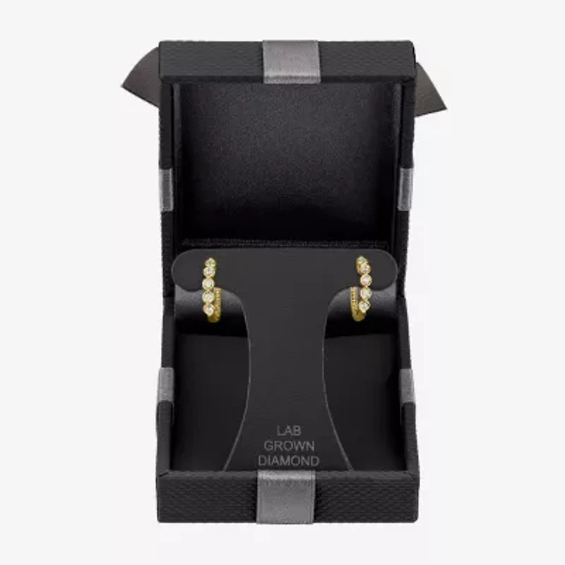 (G-H / I1-I2) Womens 1/6 CT. T.W. Lab Grown White Diamond 10K Gold 13.5mm Hoop Earrings