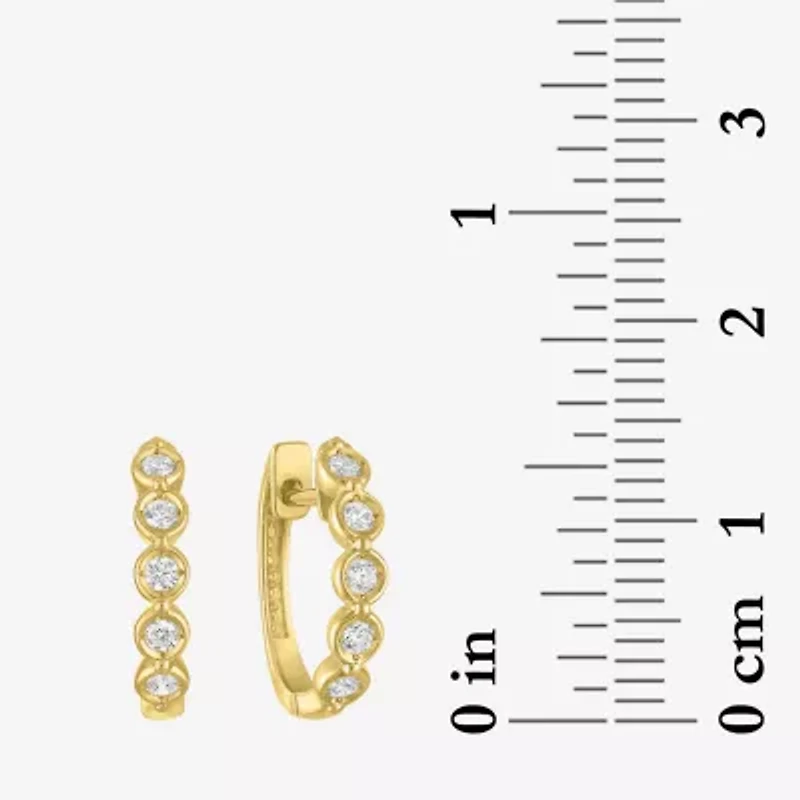 (G-H / I1-I2) Womens 1/6 CT. T.W. Lab Grown White Diamond 10K Gold 13.5mm Hoop Earrings