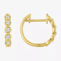 (G-H / I1-I2) Womens 1/6 CT. T.W. Lab Grown White Diamond 10K Gold 13.5mm Hoop Earrings