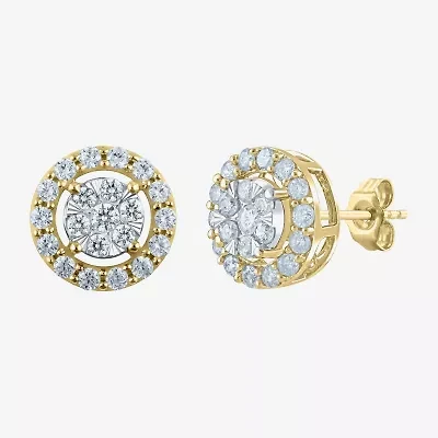 Certified 1 CT. T.W. Natural White Diamond 14K Gold 10.9mm Stud Earrings