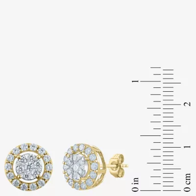 Certified 1 CT. T.W. Natural White Diamond 14K Gold 10.9mm Stud Earrings