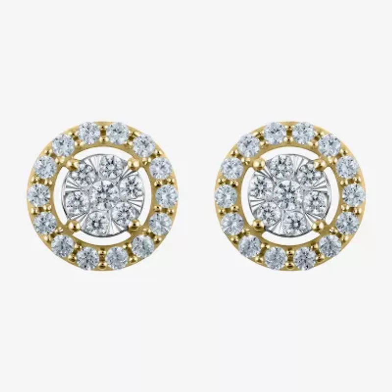 Certified 1 CT. T.W. Natural White Diamond 14K Gold 10.9mm Stud Earrings