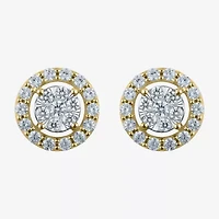 Certified 1 CT. T.W. Natural White Diamond 14K Gold 10.9mm Stud Earrings