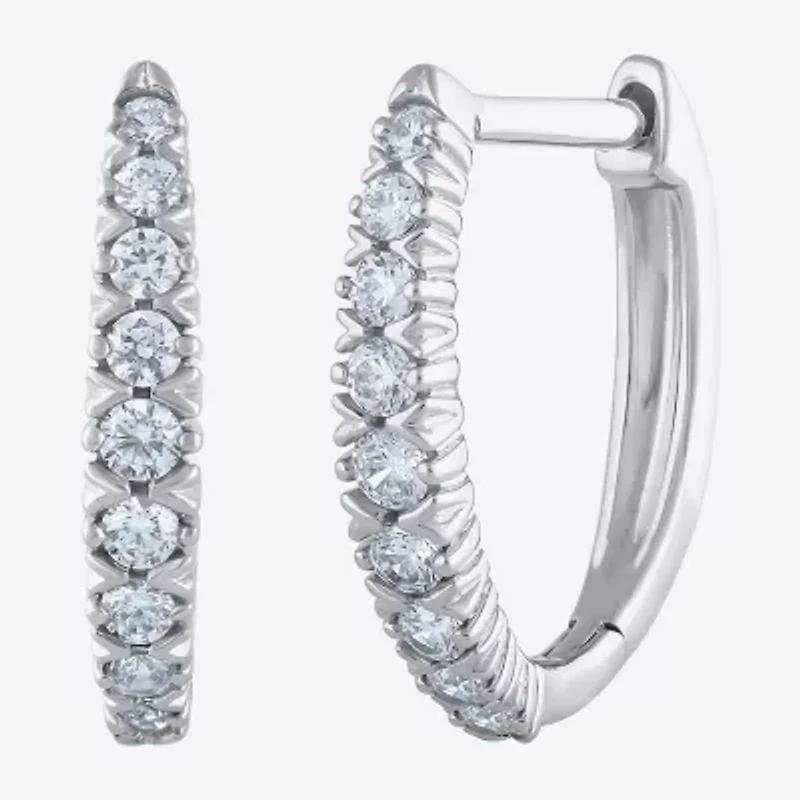1/4 CT. T.W. Natural White Diamond 10K White Gold 11.8mm Hoop Earrings