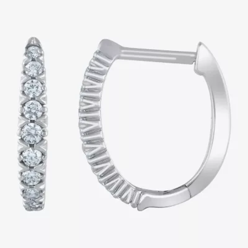 1/4 CT. T.W. Natural White Diamond 10K White Gold 11.8mm Hoop Earrings