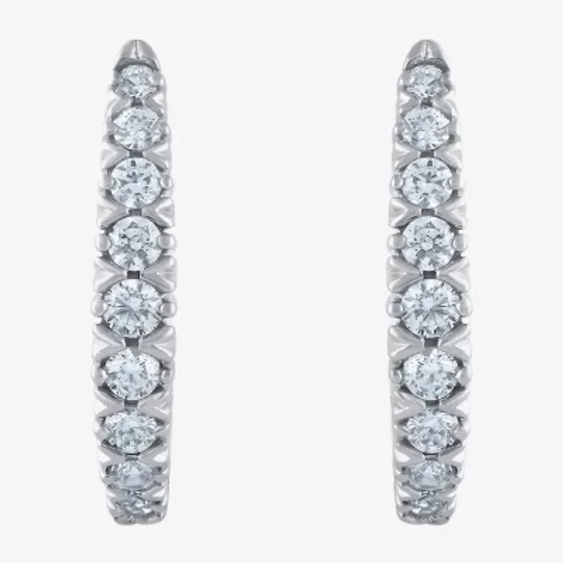 1/4 CT. T.W. Natural White Diamond 10K White Gold 11.8mm Hoop Earrings