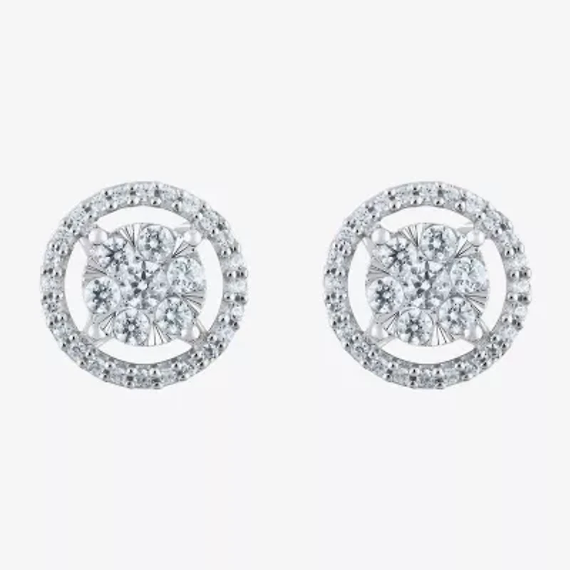 Certified 1/2 CT. T.W. Natural White Diamond 14K Gold 9.5mm Stud Earrings