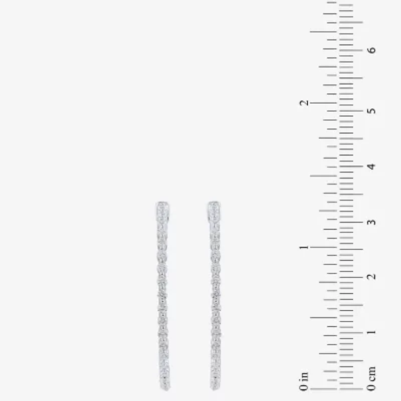 (H-I / Si2) Womens 1 1/2 CT. T.W. Lab Grown White Diamond 10K White Gold 33.2mm Hoop Earrings