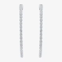 (H-I / Si2) Womens 1 1/2 CT. T.W. Lab Grown White Diamond 10K White Gold 33.2mm Hoop Earrings