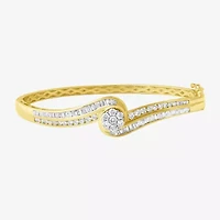 Diamond Blossom (G / Si2) Womens 2 CT. T.W. Lab Grown White Diamond 10K Gold Flower Bangle Bracelet