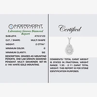 (G / Si2) Womens 2 CT. T.W. Lab Grown White Diamond 14K White Gold Pear 18 Inch Pendant Necklace