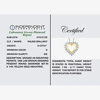 (G / Si2) Womens 2 CT. T.W. Lab Grown White Diamond 14K Gold Heart 18 Inch Pendant Necklace