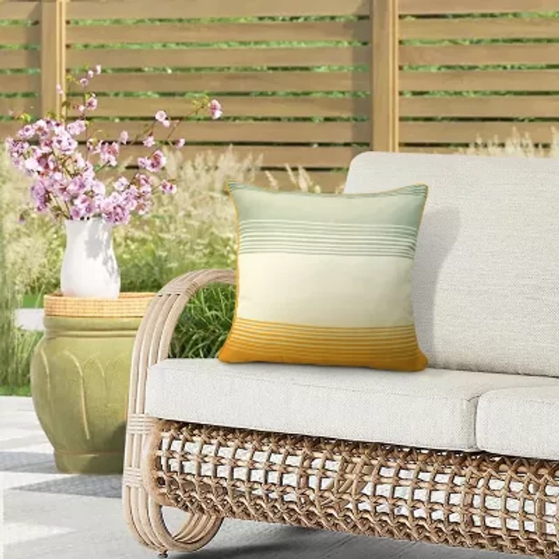 Outdoor Dècor Sunny Citrus Striped Print Square Throw Pillow