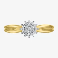 (G-H/ I1-I2) Womens 1/6 CT. T.W. Lab Grown White Diamond 10K Gold Cluster Cocktail Ring