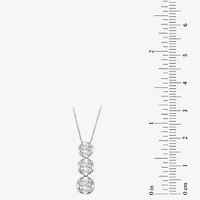 Linear 3-Stone (H-I / I1) Womens 1 CT. T.W. Lab Grown White Diamond 10K White Gold Round 18 Inch Pendant Necklace