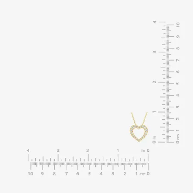 H-I / I1) Womens 1/ CT. T.W. Lab Grown White Diamond 10K Gold Heart 18 Inch Pendant Necklace
