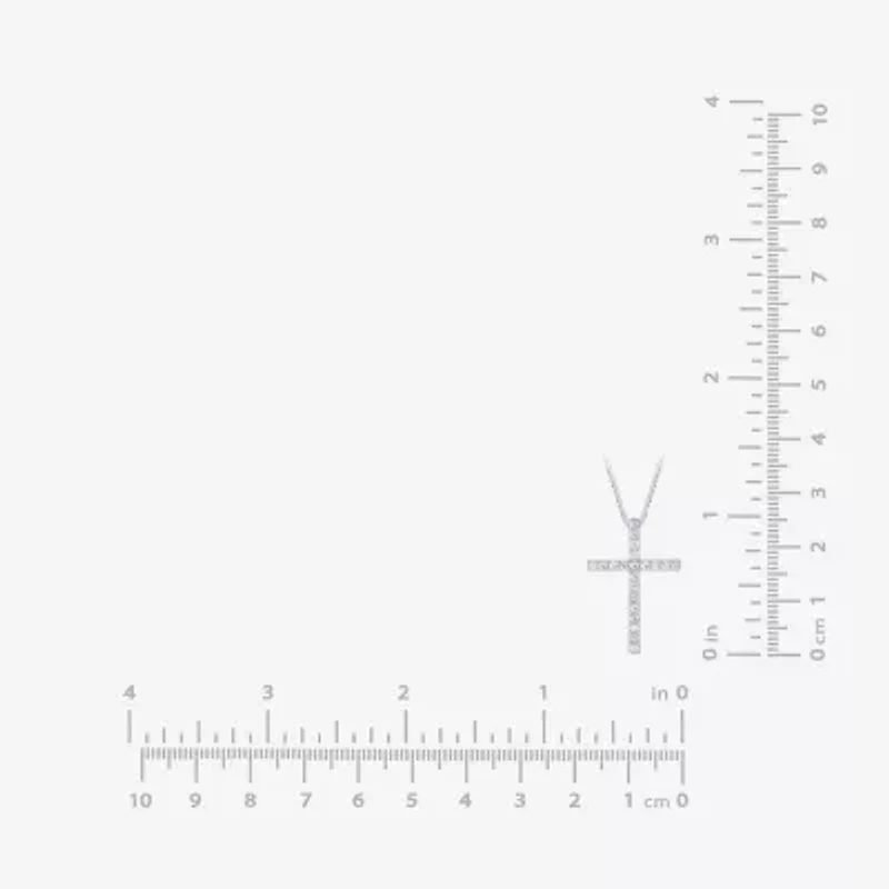 (H-I / I1) Womens 1/2 CT. T.W. Lab Grown White Diamond 10K Gold Cross 18 Inch Pendant Necklace