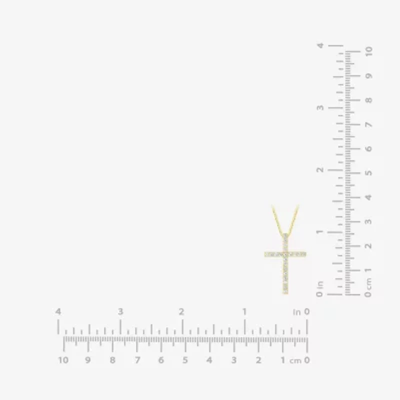 (H-I / I1) Womens 1/2 CT. T.W. Lab Grown White Diamond 10K Gold Cross 18 Inch Pendant Necklace