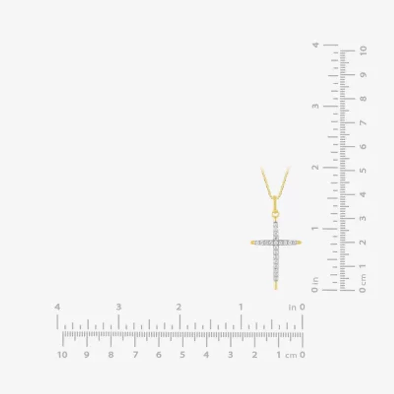 H-I / I1) Womens 1/2 CT. T.W. Lab Grown White Diamond 10K Two Tone Gold Cross 18 Inch Pendant Necklace