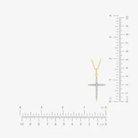 H-I / I1) Womens 1/2 CT. T.W. Lab Grown White Diamond 10K Two Tone Gold Cross 18 Inch Pendant Necklace