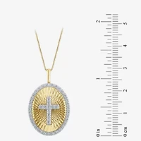 (H-I / I1) Womens 1/2 CT. T.W. Lab Grown White Diamond 10K Two Tone Gold Cross 18 Inch Pendant Necklace